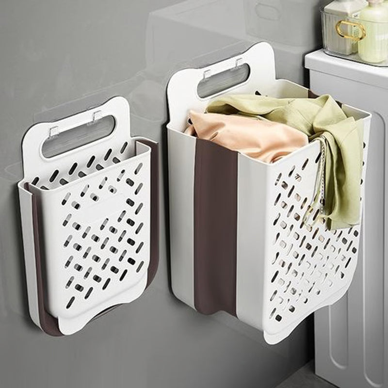 Large Folding Storage Basket, Wall-Mounted & Portable Hamper with Removable Liner Bag, Space-Saving Fabric Laundry
