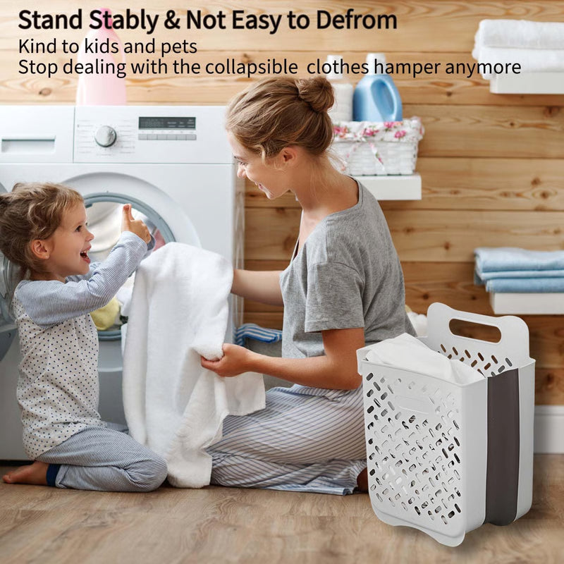 Large Folding Storage Basket, Wall-Mounted & Portable Hamper with Removable Liner Bag, Space-Saving Fabric Laundry