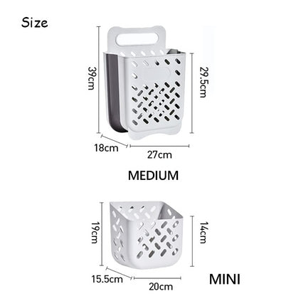 Large Folding Storage Basket, Wall-Mounted & Portable Hamper with Removable Liner Bag, Space-Saving Fabric Laundry