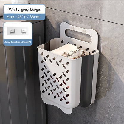 Large Folding Storage Basket, Wall-Mounted & Portable Hamper with Removable Liner Bag, Space-Saving Fabric Laundry