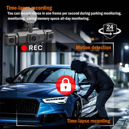 4-Channel Car Dash Cam with Night Vision and WiFi Live View, Front 1080P 170°