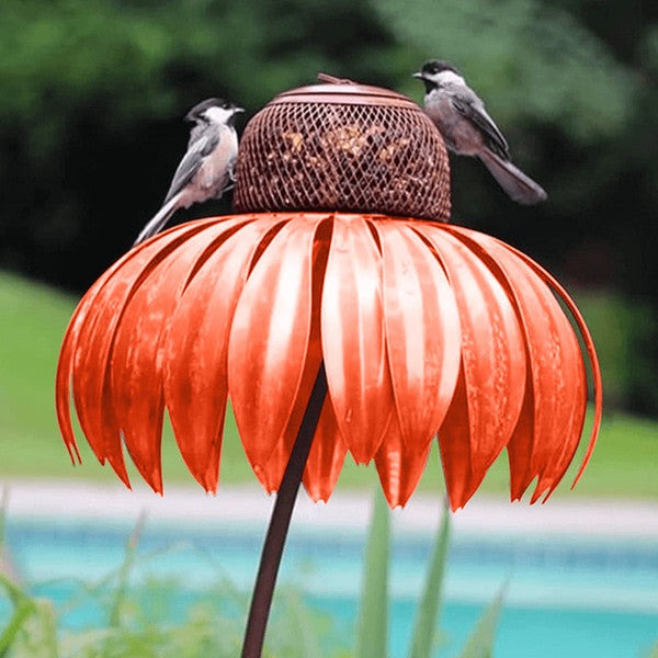 Bird Feeder with Weather-Resistant Metal Finish and Removable Bowl for Backyard