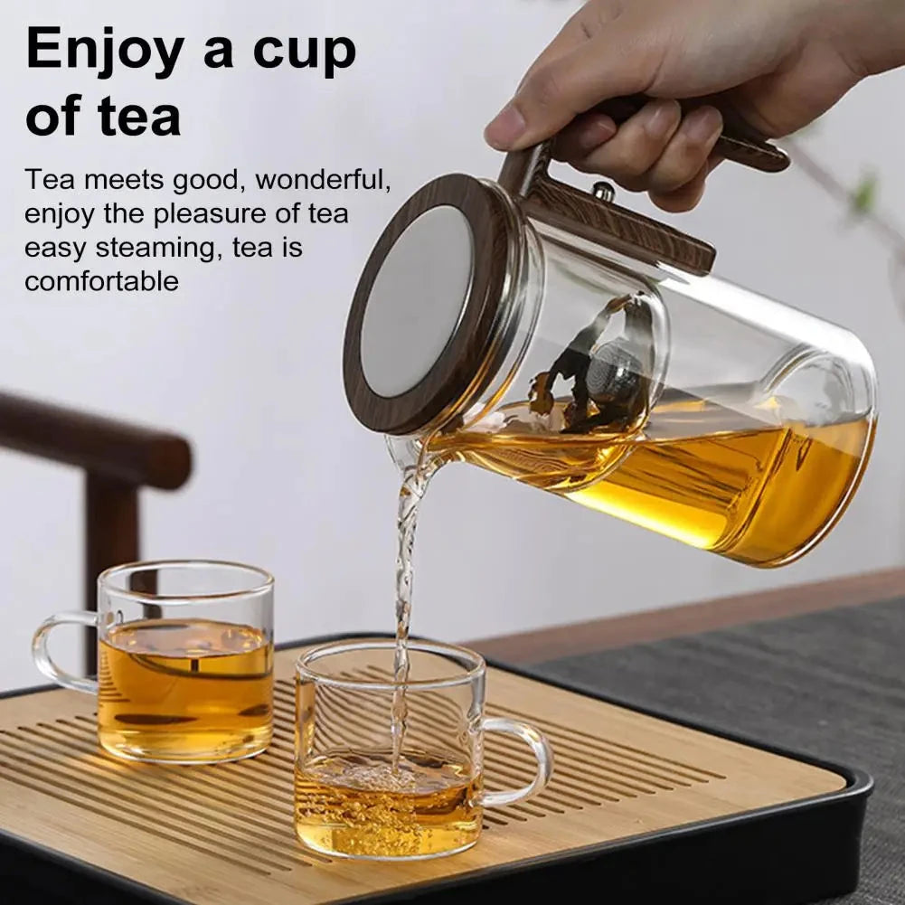 Glass Teapot with Removable Mesh Infuser and Wooden Handle, Borosilicate 800ml Zolana