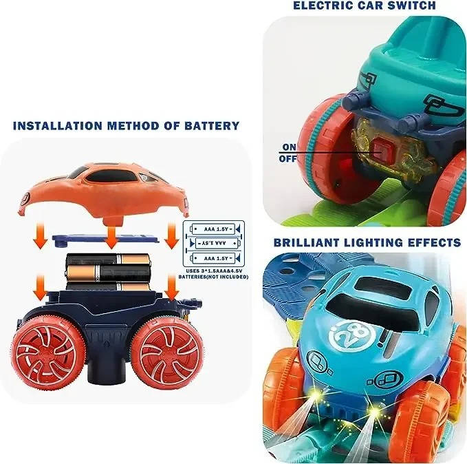 Kids Glow Race Track with Flexible Snap-Together Layout and Rechargeable LED Car