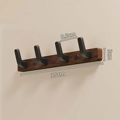 Wall-Mounted Coat Rack with Solid Wood Backplate and Reinforced Steel Hooks, Matte Black