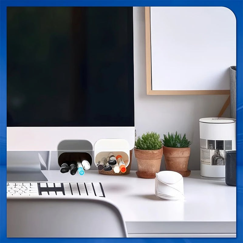 Clip-On Pen and Pencil Holder Storage Set with Adhesive Base