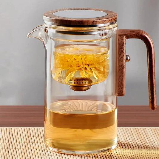 Glass Teapot with Removable Mesh Infuser and Wooden Handle, Borosilicate 800ml Zolana