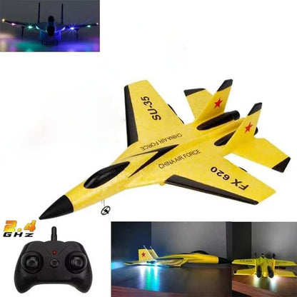 RC Airplane with 2.4GHz Dual-Channel Controller and 3-Axis Gyro, EPP Foam Body, LED Lights Zolana