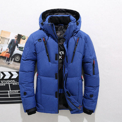 Down Jacket with Removable Hood and Full Zip, Insulated Polyester Shell