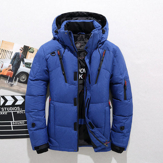 Down Jacket with Removable Hood and Full Zip, Insulated Polyester Shell