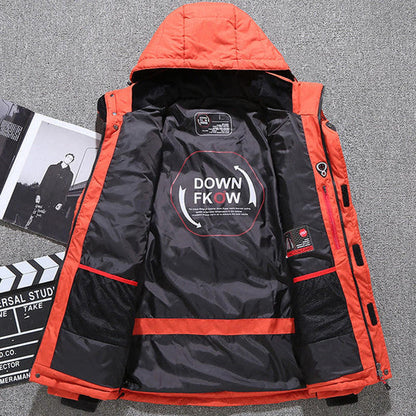 Down Jacket with Removable Hood and Full Zip, Insulated Polyester Shell