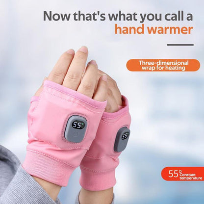 Heated Fingerless Gloves with USB-C Charging and 3-Temp Control, One Size