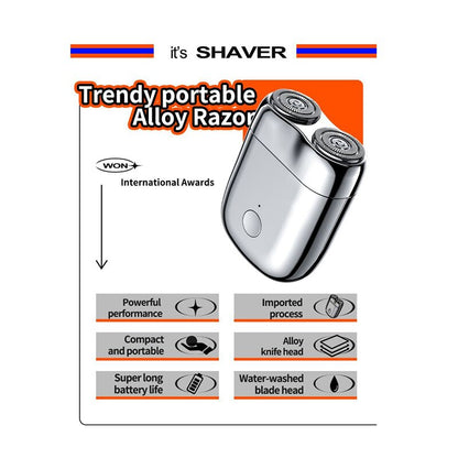 Electric Shaver Mini with Compact Head and USB Recharge, Water Resistant, 60-80 Min