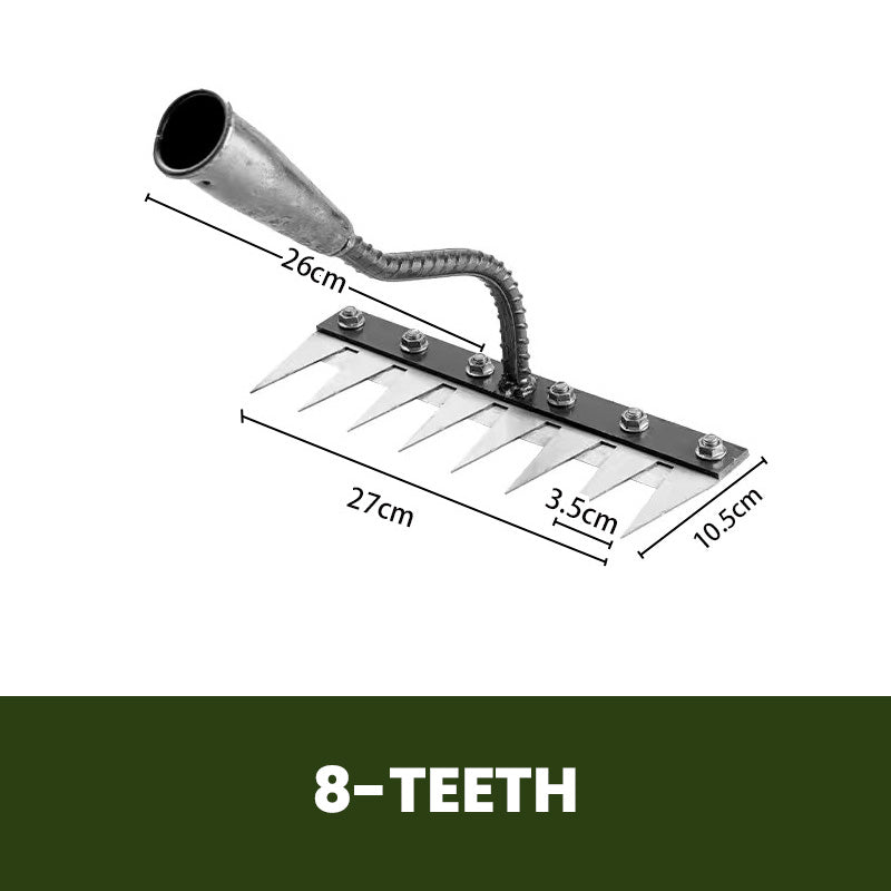 Carbon Steel Rake Head with Quick-Release Head and Rust-Resistant Finish, 5-8 Tooth Options