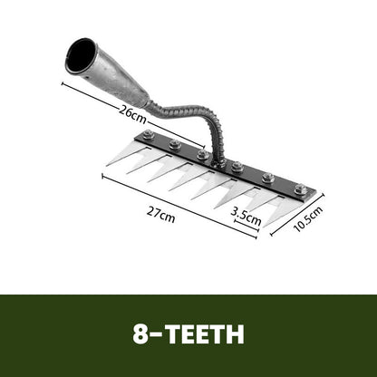 Interchangeable Rake Head with Rust-Resistant Tines and Multiple Widths, Fits 3 cm Pole