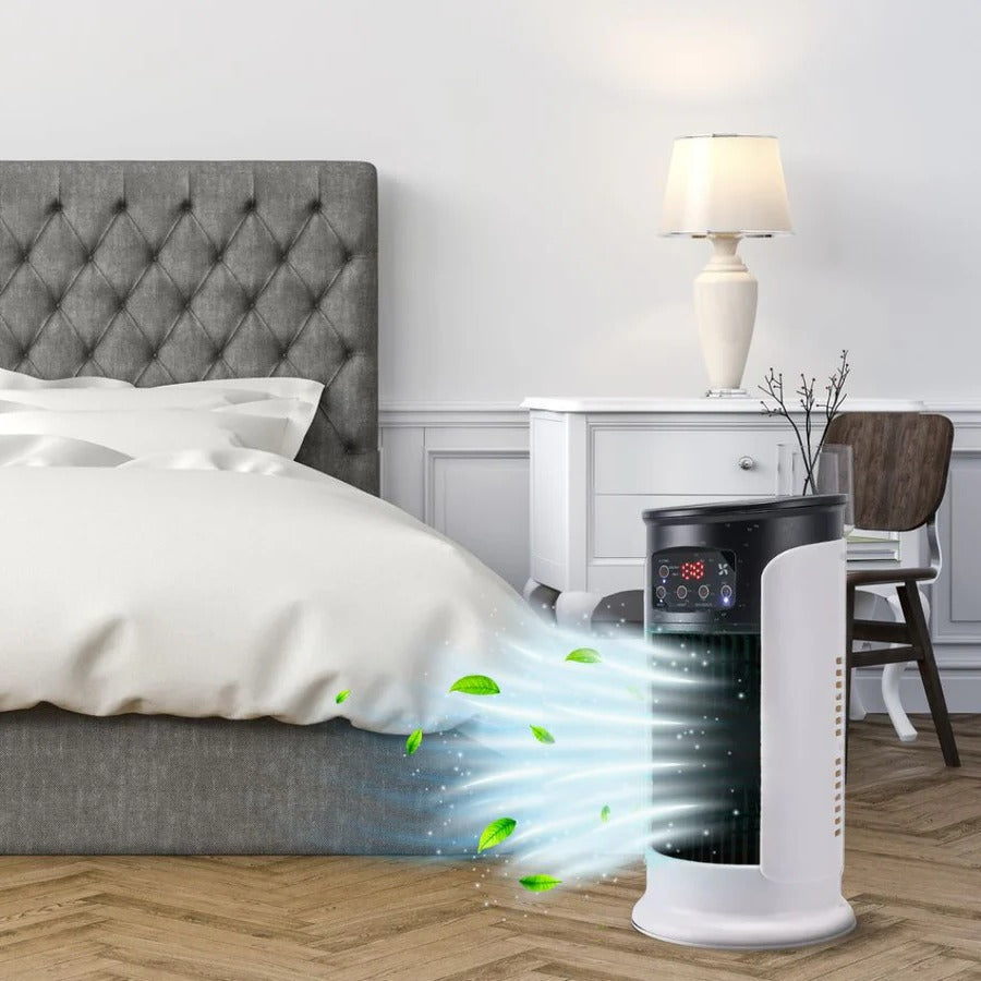 Portable Air Cooler with Windowless Operation and Built-In 300ml Tank, Quiet Timer