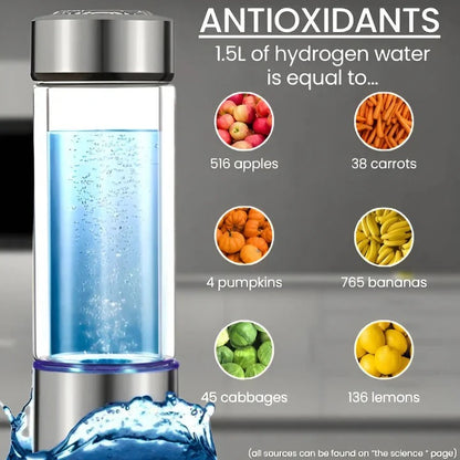 Hydrogen Water Generator Bottle with USB Recharge and One-Button Operation, 300ml Zolana