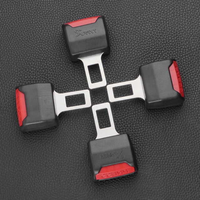 Seat Belt Extender with Plated Tongue and Durable Polymer, 2-Pack for 3-Point Buckles Zolana