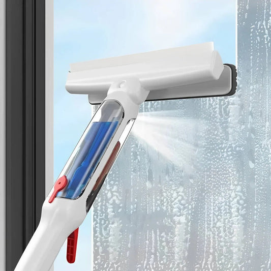Telescopic Window Cleaning Tool with Spray and Microfiber Squeegee, Extends to 51 in