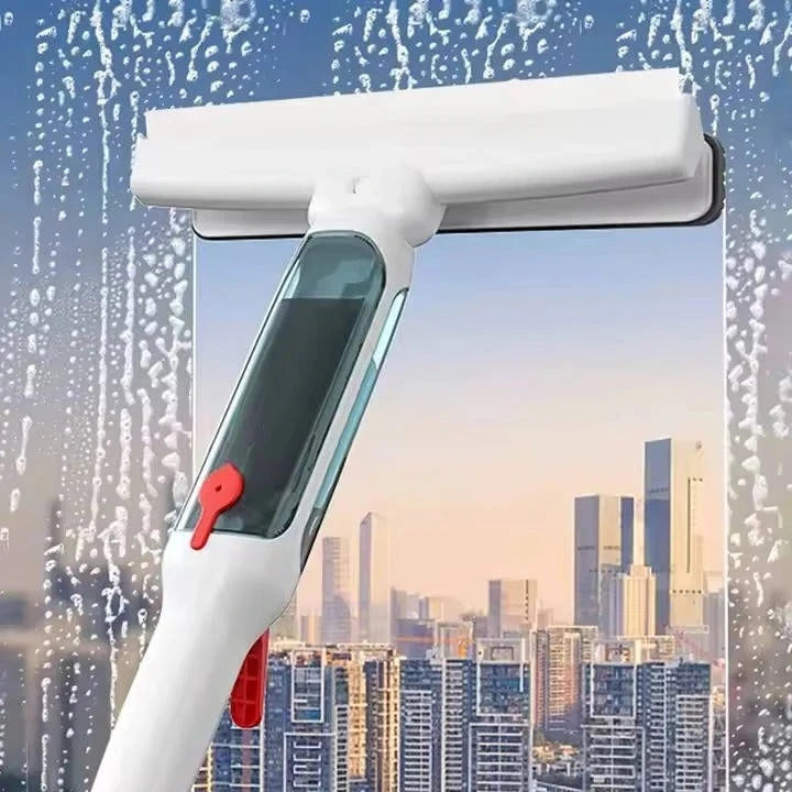 Telescopic Window Cleaner with Refillable Spray Tank and Microfiber Scrubber, 51-Inch Reach Zolana