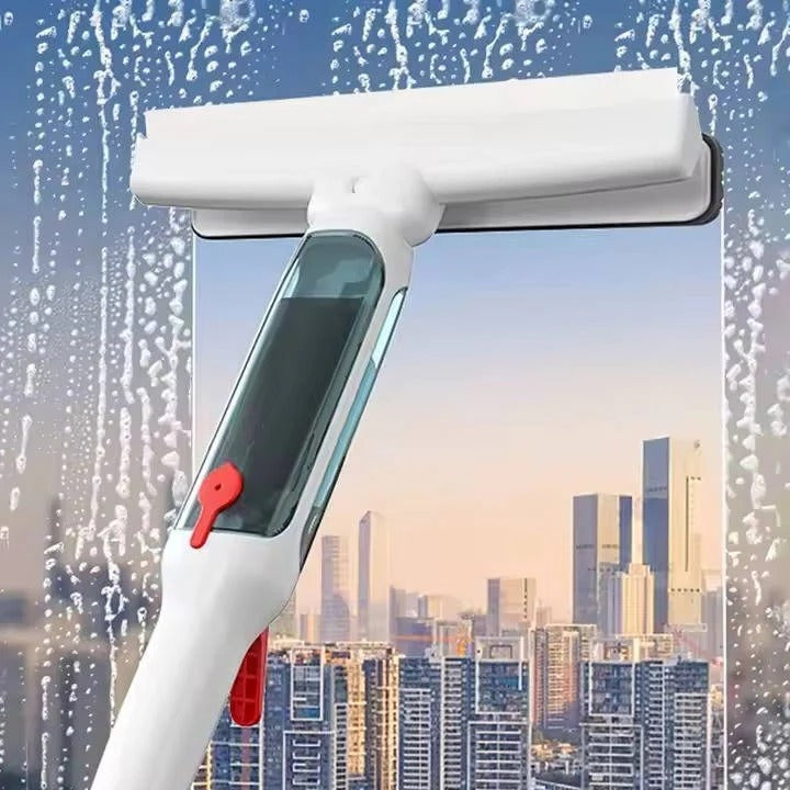 Telescopic Window Cleaning Tool with Spray and Microfiber Squeegee, Extends to 51 in