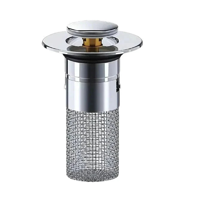 Pop Up Sink Stopper with Dual-Layer Airtight Seal and Built-In Strainer, One-Touch Operation Zolana