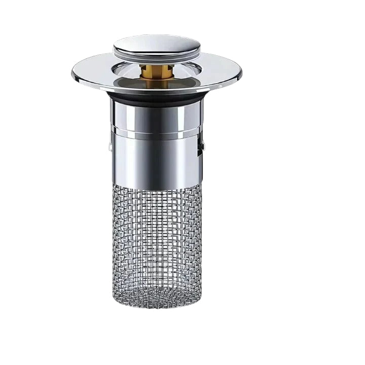 Pop-Up Sink Stopper with Dual Silicone Seal and Removable Strainer, Corrosion Resistant