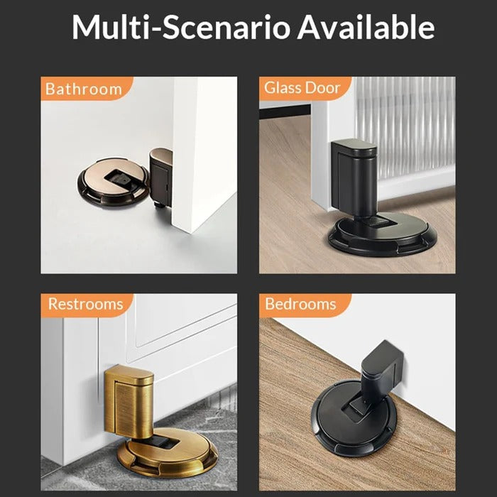 Adjustable Door Stop with Locking Grip and Adhesive or Screw Mount, Fits Up to 0.98 in