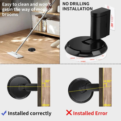 Adjustable Door Stopper with Locking Grip and Adhesive or Screw Mount, Fits 0.98 Inch Gap