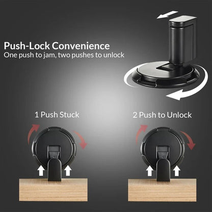 Adjustable Door Stopper with Locking Grip and Adhesive or Screw Mount, Fits 0.98 Inch Gap