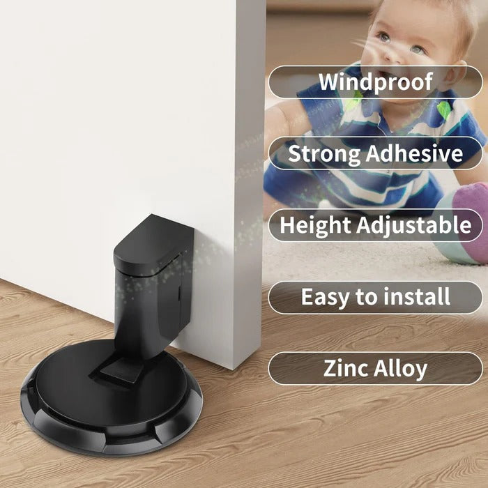 Adjustable Door Stopper with Locking Grip and Adhesive or Screw Mount, Fits 0.98 Inch Gap