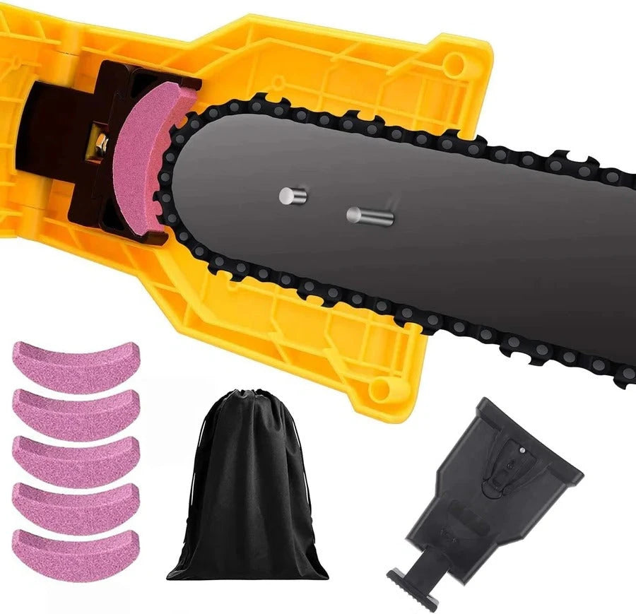 Chainsaw Chain Sharpener with Quick Touch-Up and Dual Pins for 14-20in Two-Hole Bars Zolana