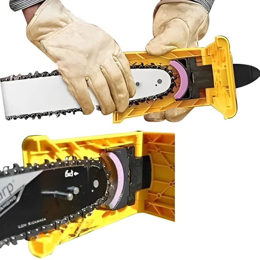 Chainsaw Sharpener with Integrated Stone and Adjustable Pin for 14-20in Bars