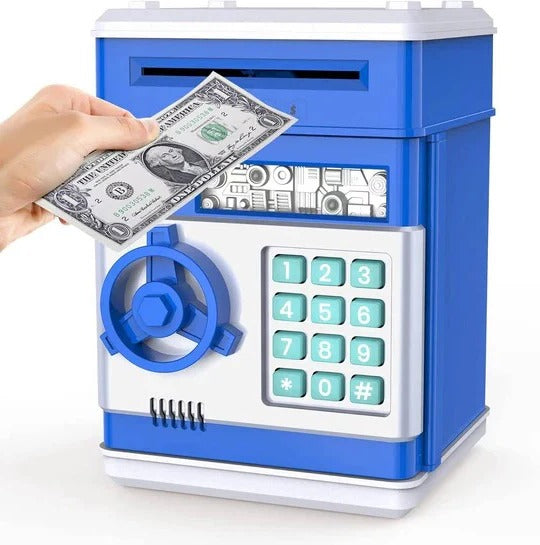 Electronic Money Bank with Voice Prompts and LED Display, Code Lock, Key for Kids