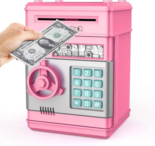 Electronic Money Bank with Voice Prompts and LED Display, Code Lock, Key for Kids