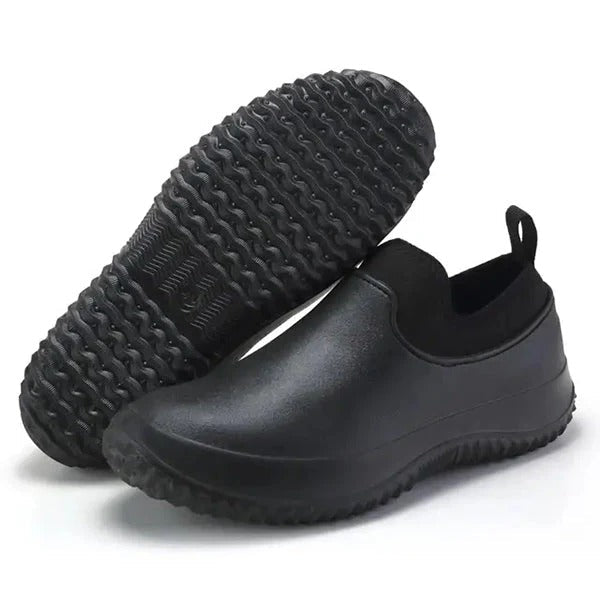 Waterproof Work Shoes with Slip-on Stretch Panels and Non-Slip Rubber Outsole
