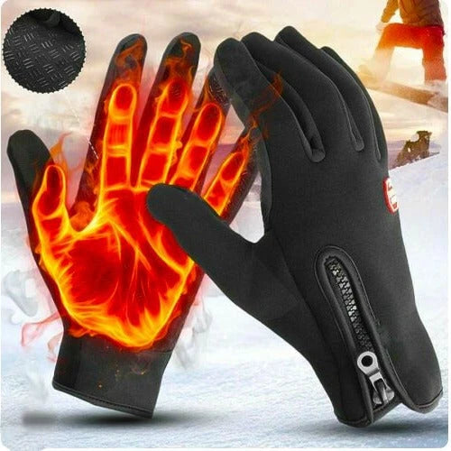 Touchscreen Winter Gloves with Fleece Lining and Anti-Slip Palm, Zippered Elastic Cuff Zolana