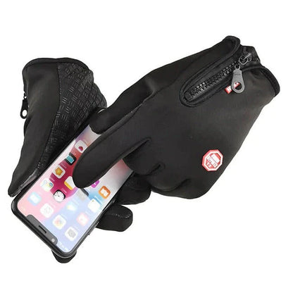 Touchscreen Winter Gloves with Fleece Lining and Anti-Slip Palm, Zippered Elastic Cuff Zolana