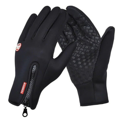 Touchscreen Winter Gloves with Fleece Lining and Anti-Slip Palm, Zippered Cuff