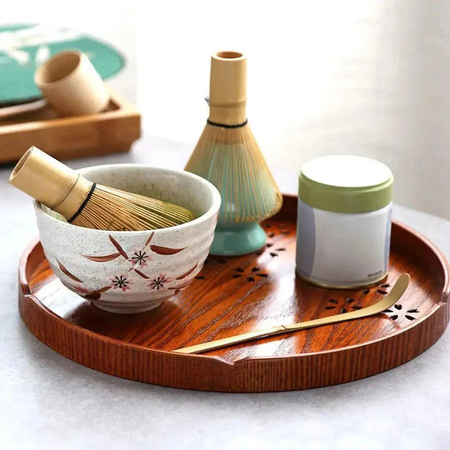 Matcha Tea Set with Bamboo Whisk and Ceramic Bowl