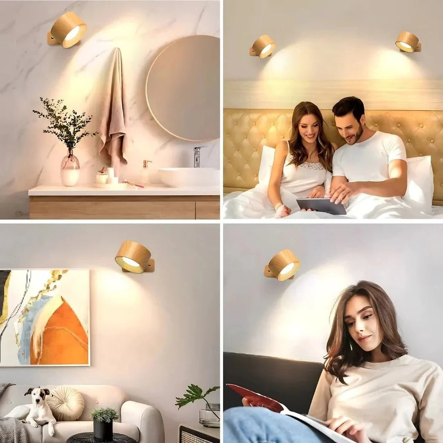 Cordless Rechargeable Wall Light with 360° Magnetic Head and Touch Controls