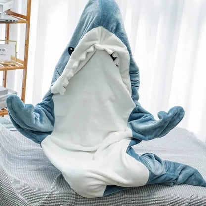 Shark Hoodie Blanket with Plush Flannel and Roomy One-Size Fit, Machine Washable