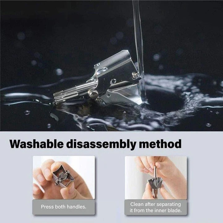Nose Hair Trimmer with Stainless Steel Body and Rounded Safety Blades, Manual Twist