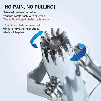 Nose Hair Trimmer with Stainless Steel Body and Rounded Safety Blades, Manual Twist