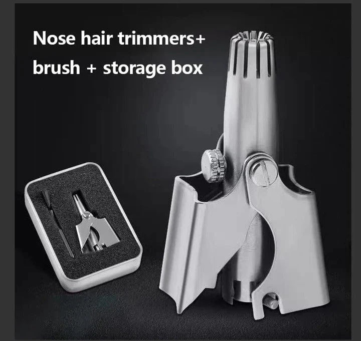 Nose Hair Trimmer with Manual Twist Mechanism and Rounded Safety Blades, Stainless Steel Zolana