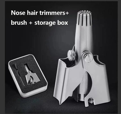 Nose Hair Trimmer with Manual Twist Mechanism and Rounded Safety Blades, Stainless Steel Zolana