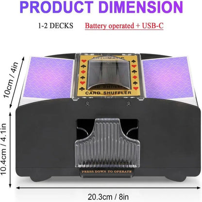 Automatic Card Shuffler, Battery-Operated Dual-Deck Design for Playing Cards Zolana