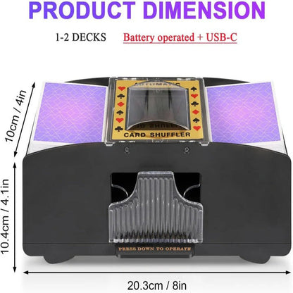 Automatic Card Shuffler with Battery Power and Two-Deck Capacity, Fits Standard Cards
