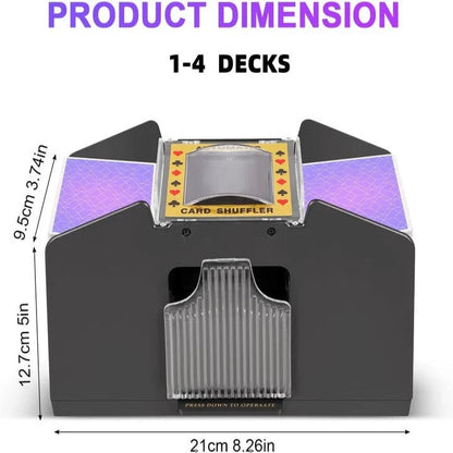 Automatic Card Shuffler, Battery-Operated Dual-Deck Design for Playing Cards Zolana