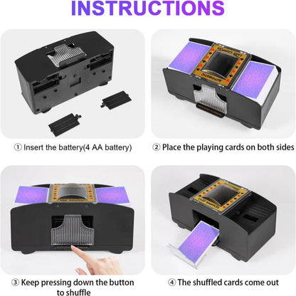 Automatic Card Shuffler with Battery Power and Two-Deck Capacity, Fits Standard Cards